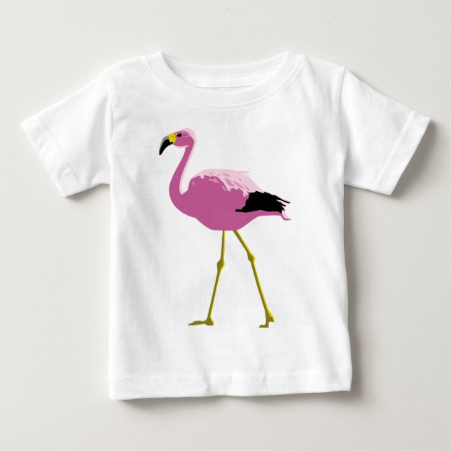 Camiseta Para Bebê Flamingo cor-de-rosa (Frente)