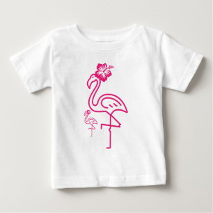 Camiseta Para Bebê Flamingo Feminino de Verão Fofo