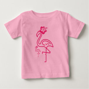 Camiseta Para Bebê Flamingo Feminino Fofo de Verão