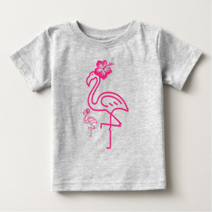 Camiseta Para Bebê Flamingo Feminino Fofo de Verão