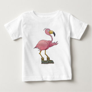 Camiseta Para Bebê Flamingo lunático do Blading do rolo da patinagem