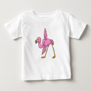 Camiseta Para Bebê Flamingo no exercício do Yoga Stretching