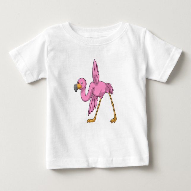 Camiseta Para Bebê Flamingo no exercício do Yoga Stretching (Frente)