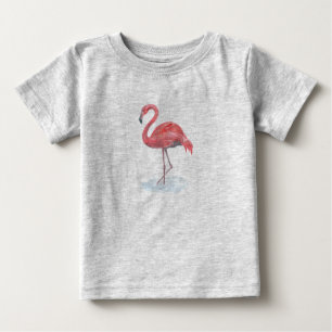 Camiseta Para Bebê Flamingo rosa.