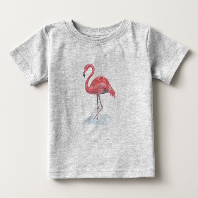 Camiseta Para Bebê Flamingo rosa. (Frente)