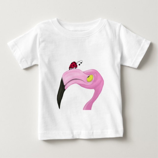 Camiseta Para Bebê Flamingo Rosa bonito (Frente)