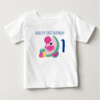 Flamingo Rosa com Frutas Primeiro Aniversário