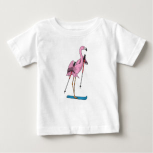 Camiseta Para Bebê Flamingo Skier Ski