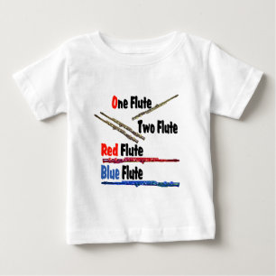 Camiseta Para Bebê Flauta Azul Vermelho