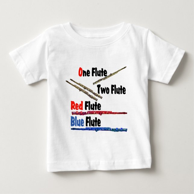Camiseta Para Bebê Flauta Azul Vermelho (Frente)