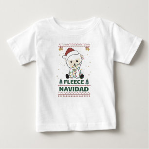 Camiseta Para Bebê Fleece Navidad - Belo Natal Ovelhas Engraçadas Anú