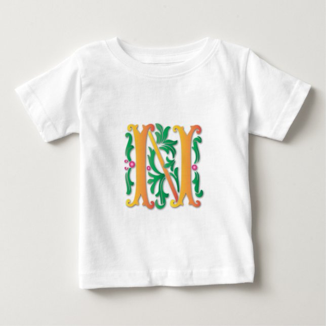 Camiseta Para Bebê Fleur-de-lis N Monograma (Frente)
