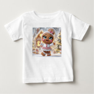 Camiseta Para Bebê Floco de Neve de Gengibre Brilho