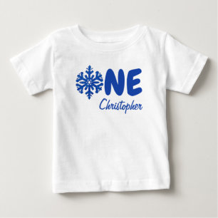 Camiseta Para Bebê Floco de neve primeiro aniversario Baby T-Shirt