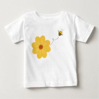 Camiseta Para Bebê Flor Amarelo de Abelhas