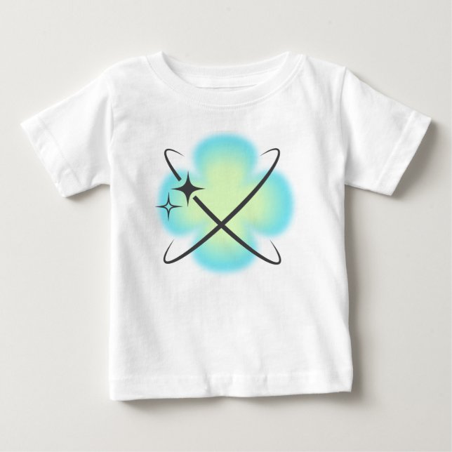 Camiseta Para Bebê Flor Atômica em Teal Retrô (Frente)