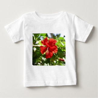 Camiseta Para Bebê Flor Brilhante Red Havaiana Hibiscus