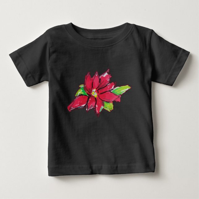 Camiseta Para Bebê Flor da Véspera de Natal (Frente)