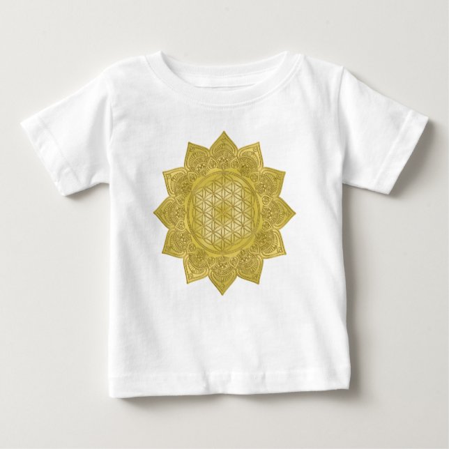 Camiseta Para Bebê Flor da Vida - Mandala Indiana 4 (Frente)