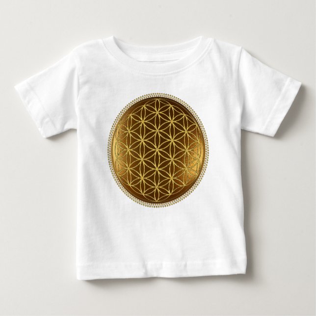 Camiseta Para Bebê FLOR DA VIDA - Medalha de Geometria Sagrada 1 (Frente)