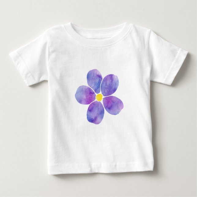 Camiseta Para Bebê 'Flor de Aquarela Roxa 2'  (Frente)