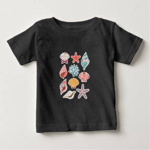 Camiseta Para Bebê Flor de Campo Concha de Molusco Vibrações de Verão