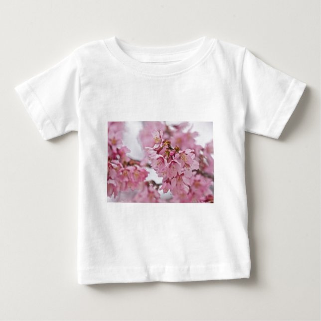 Camiseta Para Bebê Flor de Cerejeira Sakura Rosa Pálido (Frente)
