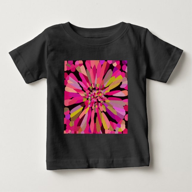 Camiseta Para Bebê Flor de Confetti Rosa (Frente)