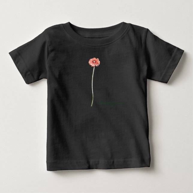 Camiseta Para Bebê Flor de Gerbera Vermelha clara (Frente)