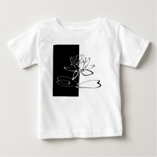 Camiseta Para Bebê Flor de Lótus Preta e Branca Yin Yang
