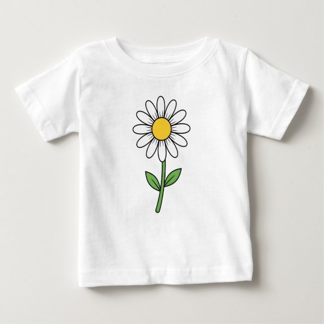 Camiseta Para Bebê Flor de Margarida Alegre (Frente)