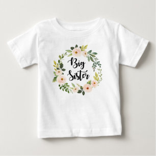 Camiseta Para Bebê Flor de pincel da Irmã Grande