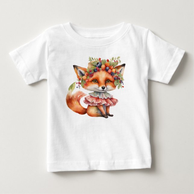 Camiseta Para Bebê Flor de Raposa Berry (Frente)