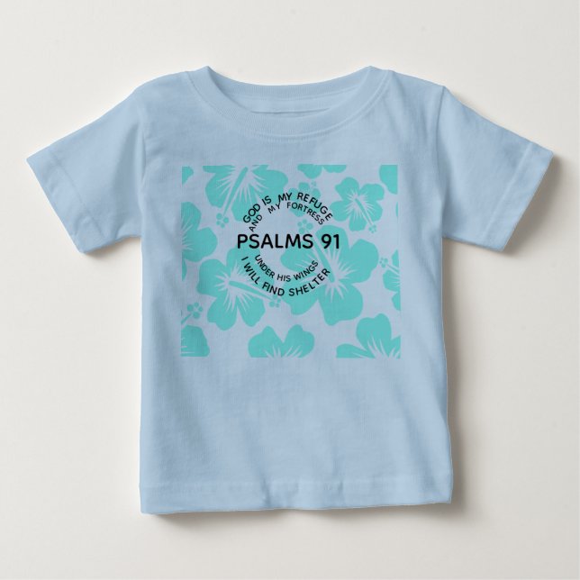Camiseta Para Bebê Flor de salmos de menta 91 (Frente)