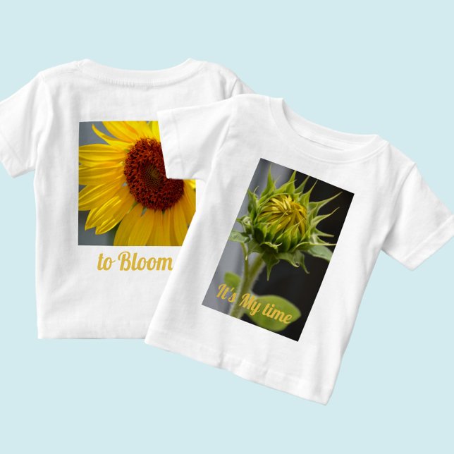 Camiseta Para Bebê Flor e Flor de Girassol (Criador carregado)