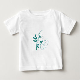 Camiseta Para Bebê Flor Estilizada em Azul Turquesa