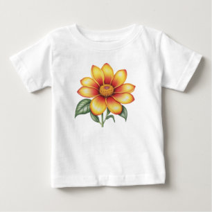 Camiseta Para Bebê Flor Laranja