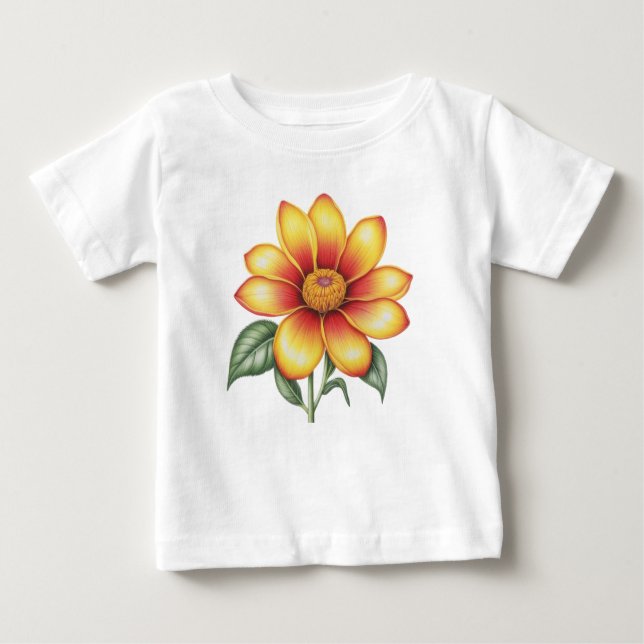 Camiseta Para Bebê Flor Laranja (Frente)