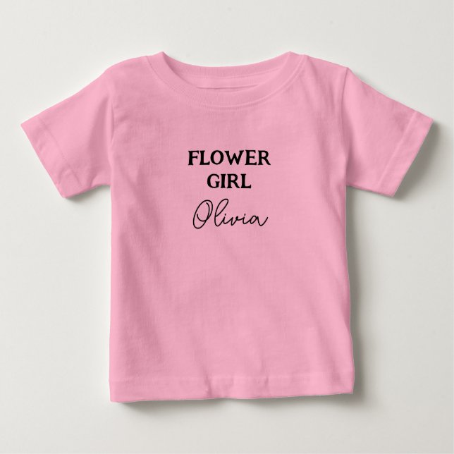 Camiseta Para Bebê Flor Moça Personalizada Rosa (Frente)