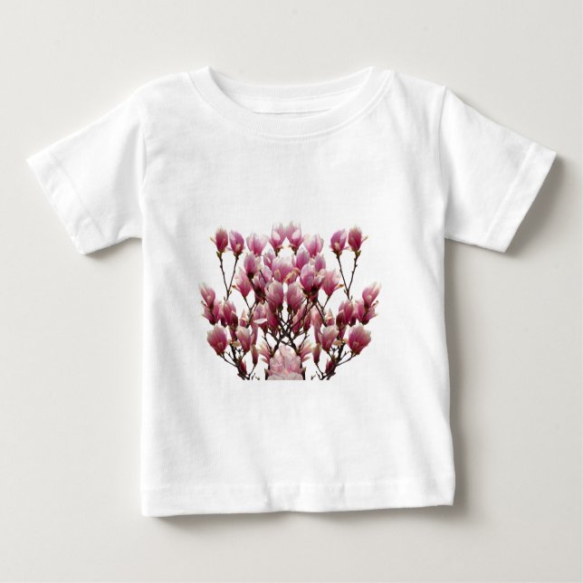 Camiseta Para Bebê Flor-Primavera de-Magnolias Rosa (Frente)