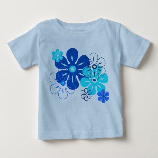 Camiseta Para Bebê Flor Rain Havaiano Retro Floral (Frente)