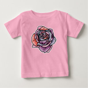 Camiseta Para Bebê Flor Rosa colorido