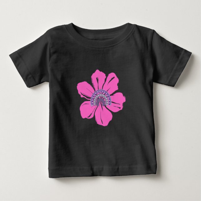 Camiseta Para Bebê Flor rosa-de-Verão (Frente)