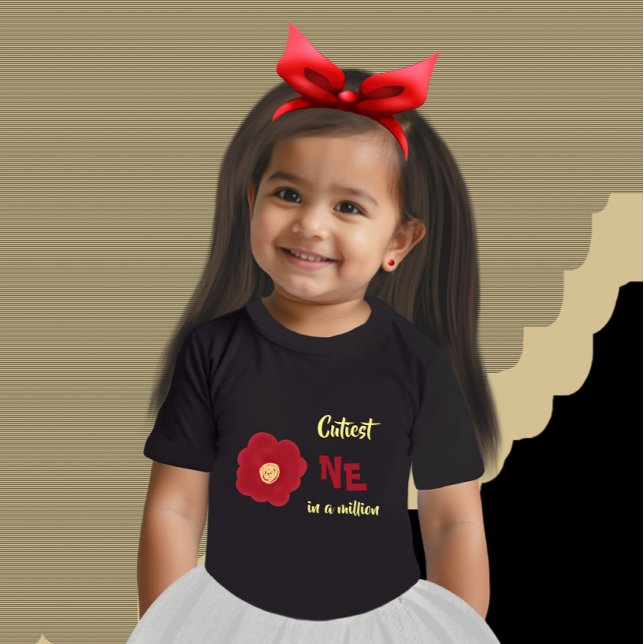 Camiseta Para Bebê Flor vermelha (Criador carregado)