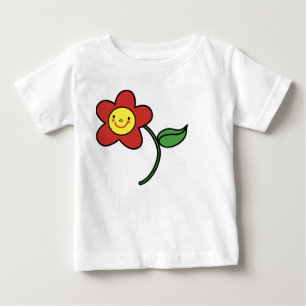 Camiseta Para Bebê Flor vermelha de sorriso do KRW