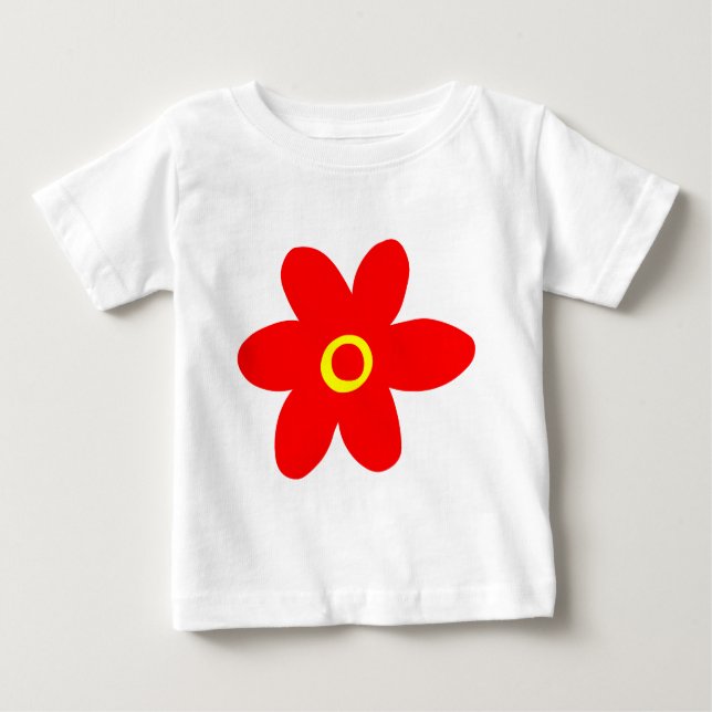 Camiseta Para Bebê Flor Vermelho Grande (Frente)
