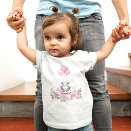 Camiseta Para Bebê Florais do Balão Rosa-Primavera Panda