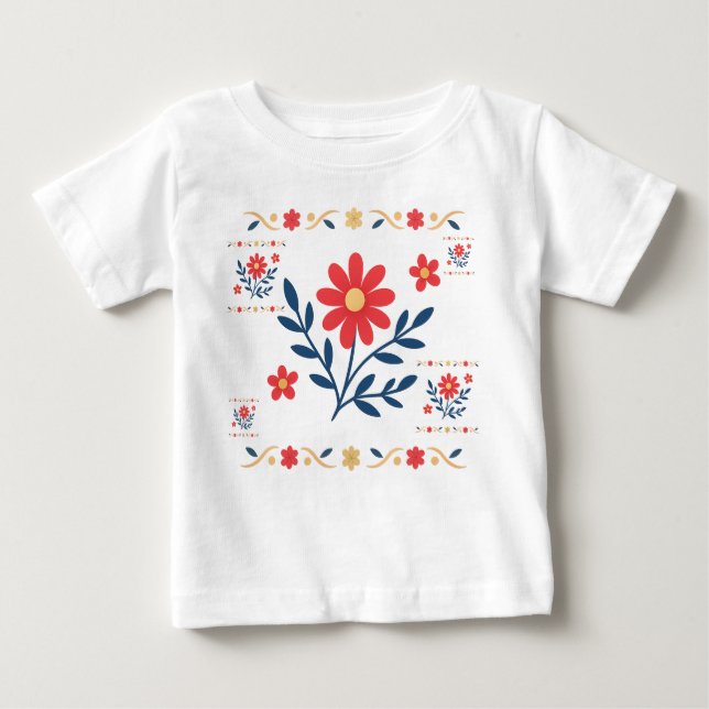 Camiseta Para Bebê Floral Baby Jersey T-Shirt (Frente)