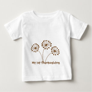 Camiseta Para Bebê Floral de Dente-de-Leão Abstrato Marrom