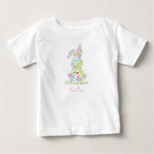 Camiseta Para Bebê Floral Easter Bunny NAME Diversão Colorida Primave